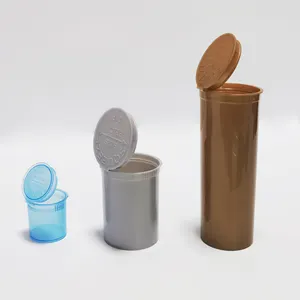 Frasco de plástico com tampa articulada para pop top, recipiente colorido de 13 Dram, frasco de plástico pop top, frasco de plástico com tampa articulada