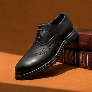 Chaussures Derby en cuir véritable pour hommes, chaussures de bureau formelles noires, à lacets, taille adulte 40-46 - Product Image 3