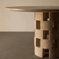 Table basse en travertin pierre naturelle au design moderne Table à manger creuse polie pour hôtels