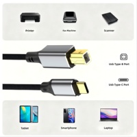 Cable de Impresora Mini Ligero Tipo C a USB 2.0 B Macho a Macho, Fácil de Transportar, Cable de Transferencia para Oficina, Computadora Portátil