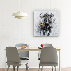 Dipinto a Olio 100% Fatto a Mano su Tela, 'Toro in Corsa', <span class=keywords><strong>Arte</strong></span> Murale per Soggiorno, Camera da Letto, Ufficio - Product Image 4