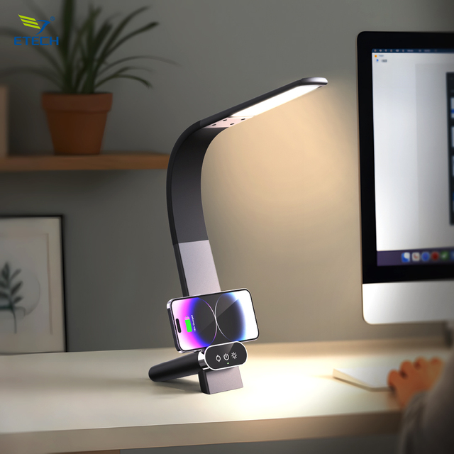 15W Fast Charge Dimmable RGB LED Desk Lamp Magnetic 10W Wireless Charger CE/FCC/RoHS Certified 3-in-1 Multifunction Charging