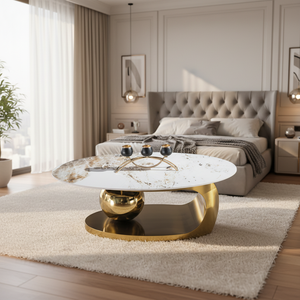 Tavolino <span class=keywords><strong>da</strong></span> Caffè <span class=keywords><strong>di</strong></span> <span class=keywords><strong>Lusso</strong></span> Italiano con Forma Ovale Irregolare, Arredamento per Soggiorno e Hotel - Product Image 5