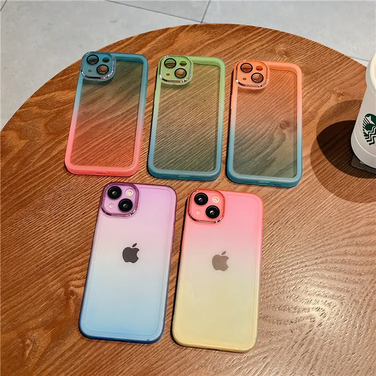 2023 New TPU gradient color lens film phone case for iPhone 11 12 13 14 pro max