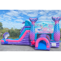 Thème de sirène 3D, combinaison gonflable 3 en 1, maison gonflable, toboggan, saut de rebond, moonwalk