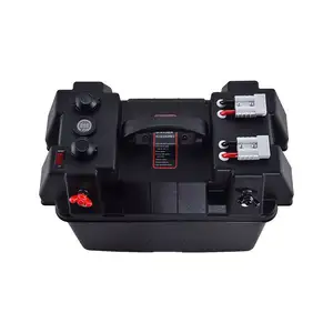 Manufacturer Portable Battery Box 12V Dual Battery System Battery Box With Ander Plugs Voltmeter USB Outlet For Car Marine