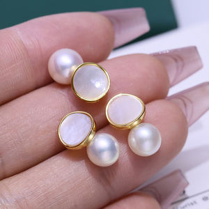 Elegante Luxe Bruiloftsfeest Zoetwaterparel 18K Vergulde 925 Zilveren Ketting Oorbellen Sieraden Set Voor Dames Kerstcadeau - Product Image 4