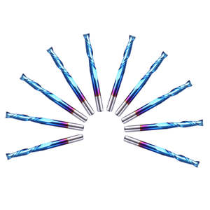 Fraise à compression bidirectionnelle en carbure pour CNC, fraise à bois à 2 dents, revêtement Nano Bleu, queue de 1/4, 3/8, 1/2 pouce - Product Image 3