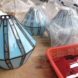 Lanterne bleue vintage de style Tiffany méditerranéen de 8 pouces, lampe de plafond LED industrielle en acier fabriquée à la main, à montage en surface, pour chambre à coucher - Product Image 4