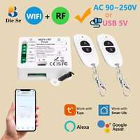 Interrupteur intelligent WiFi RF 2 canaux Tuya Alexa Google AC 90-250V 10A 433MHz pour éclairage LED, porte, ventilateur, moteur - Vente en gros
