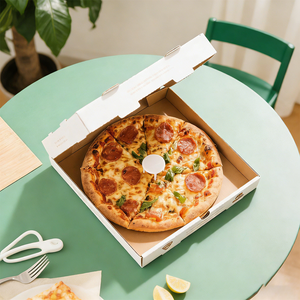 กล่องพิซซ่าลูกฟูก E-Flute แบบกำหนดเอง ขายดี ขนาด 10-16 นิ้ว ผลิตจากกระดาษรักษ์โลก เคลือบ UV สำหรับใส่อาหารกลับบ้าน - Product Image 1