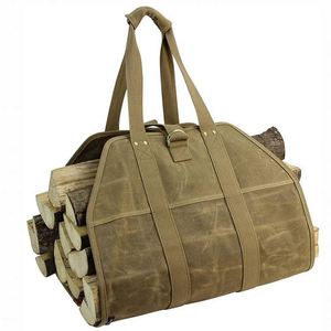 BSCI Factory Large <b>Log</b> Carrier Waxed Canvas <b>Log</b> Tote Bag Indoor Fireplace Firewood Totes <b>Holders</b> Round Woodpile Rack Fire Wood - Product Image 1
