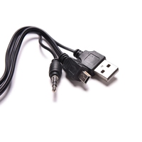 Cable Adaptador de Conexión de Audio USB 2.0 de 5 Pines Estándar USB Mini Macho a Macho de 3.5 mm AUX para Altavoz Reproductor de MP3 MP4