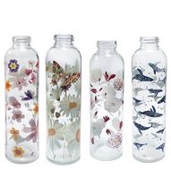 Bouteilles d'eau rondes en verre borosilicaté de 750ml, imprimées sur mesure, avec couvercle