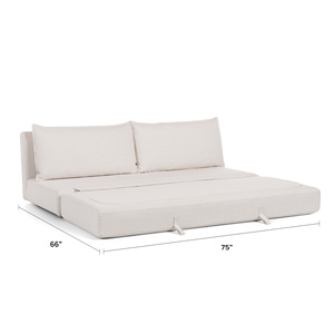 Canapé-lit convertible moderne de luxe en lin, pliable, profil bas, mobilier de salon, style Japandi minimaliste - Product Image 5