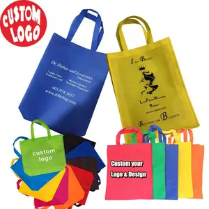 Customised Promotional Recyclable custom printed fabric non woven bags raw material