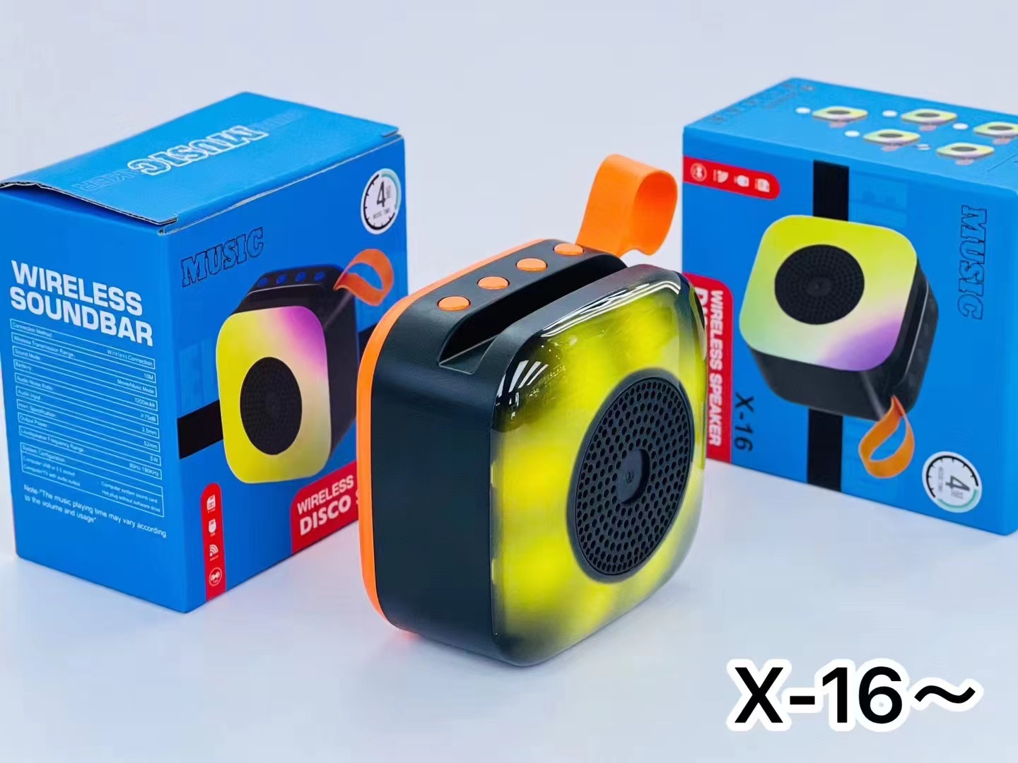 X-16ワイヤレスポータブルミニBTスピーカーベースRGBLEDカラフル