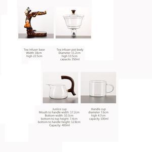 Juego de Tetera de Vidrio Magnético Semiautomático Resistente al Calor, Estilo Kung Fu, con Marco de Madera - Product Image 5