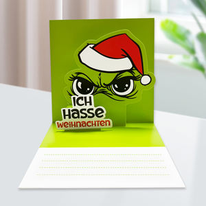 Carte de voeux classique 3D <span class=keywords><strong>Grinch</strong></span> Navidad Pop up Geschenke <span class=keywords><strong>Grinch</strong></span> Navidad Cartes de Noël - Product Image 1