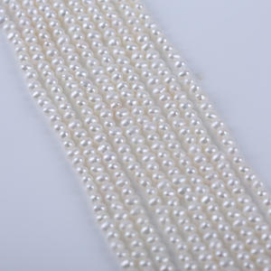 Perles d'eau douce naturelles presque rondes de 3 à 3,5 mm, couleur blanche, perles en vrac pour la fabrication de bijoux, accessoires bruts - Product Image 3