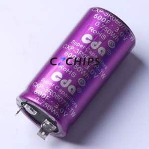 ซุปเปอร์คาปาซิเตอร์ CXP-3R0607R-TW/Z2 แบบ Through hole Component (THT) ขนาด D35xL70 มม. ความจุ 600F ±10%~+30% แรงดัน 3V กระแสไฟ 1.5mA ที่ 72 ชั่วโมง - Product Image 1