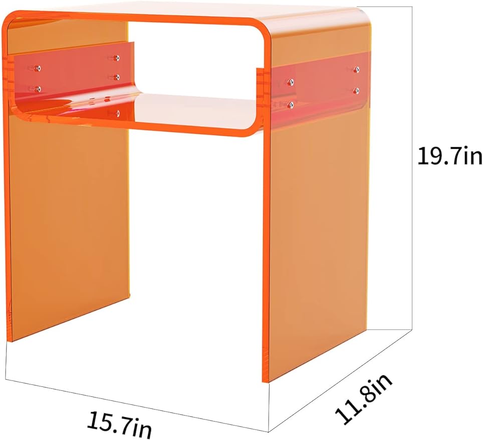 Comodino In Acrilico Trasparente - Design Moderno, Tavolino Da Notte Con Base Rinforzata Per Camera Da Letto, Soggiorno, Ufficio