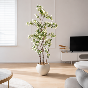 Plante artificielle de Cornus Florida luxueuse et fleurie pour l'aménagement intérieur, les événements de bureau, les hôtels, les salons et la décoration commerciale - Product Image 1