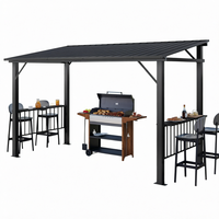 Abri de jardin BBQ extérieur 12x6FT à toit rigide toutes saisons, toit métallique incliné, revêtement poudré, gazebo permanent en métal pour grillades et patio