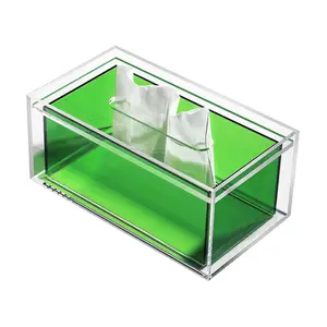 Aangepaste Groene Acryl Weefsel Opslag Container Voor Thuis Desktop Acryl Toiletpapier Houder