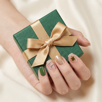 24 autocollants pour ongles trèfle à quatre feuilles, vert et marron, avec fleurs séchées, faux ongles à presser, faciles à poser, design rapide en ABS