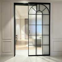 Système de porte coulissante invisible pour salon et cuisine, accessoires de porte coulissante cachée noire, kits de quincaillerie