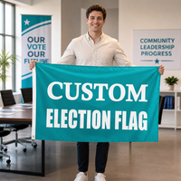 Drapeau publicitaire vertical personnalisé rectangulaire 3x5FT en polyester numérique double face imperméable avec mât en acier inoxydable
