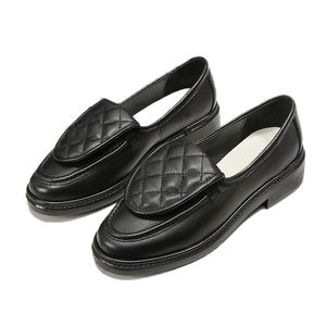 Quilted Genuine Leather Loafers for Women Toe Slip-On Flat <b>Shoes</b> <b>Soft</b> Insole Geometric Pattern Lightweight Classic Casual - Product Image 4