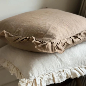 Bán Buôn 100% Tự Nhiên Tinh Khiết Pháp Linen Ruffle Đệm Bìa Gối Lanh Sọc Đệm Cho Trang Trí Đệm Bìa - Product Image 2