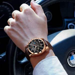Nouvelle montre de luxe pour hommes, étanche, lumineuse, Sport, montres à Quartz, marron, cuir véritable, acier inoxydable, montres-bracelets - Product Image 6