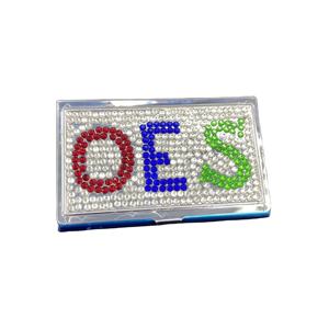 Pesanan kustom dari kotak penyimpan Kartu Bintang Timur casing tempat kartu bisnis Bling berlian imitasi huruf Yunani logam hadiah pesta - Product Image 1