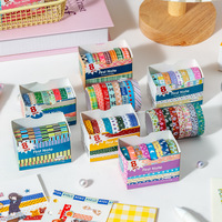 Ensemble de 8 rouleaux de ruban Washi écologique à motifs de dessins animés, bandes décoratives fines auto-adhésives colorées pour journal et agenda