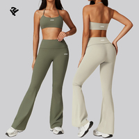 Fabricants de vêtements TTZ8791-3 soutien-gorge de sport personnalisé taille haute leggings larges évasés pour femmes ensembles de gym fitness yoga pour femmes