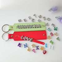 Breloques en strass à perles pour porte-clés DIY, lettres de l'alphabet A-Z, couronne, cœur, étoile, crâne, croix, avec trou de 8 mm