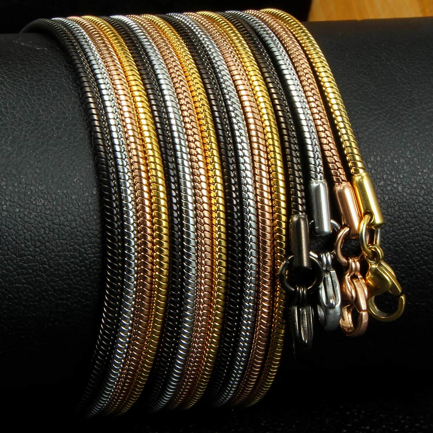 0.9m 1.2mm 1.5mm 1.9mm paslanmaz çelik altın bağlantı kolye yılan zincir halat zincir erkekler kadınlar için