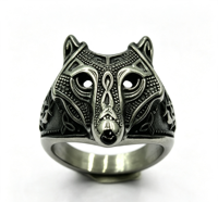 Bague en acier inoxydable avec tête de loup viking nordique, bijoux tendance pour hommes