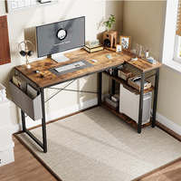 Bureau d'ordinateur en acier en forme de L de 40 pouces avec étagères réversibles Sac de rangement Moderne Résistant à l'eau Bureau à domicile