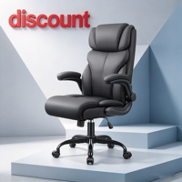 Chaise de bureau de direction haut de gamme avec dossier haut, appui-tête, accoudoirs et repose-pieds rembourrés, base métallique, charge maximale 400 lb