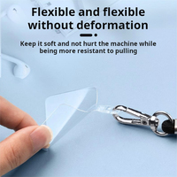 X710-1 Patch de fixation pour cordon de téléphone portable, en TPU souple et durable, avec clip anti-perte, anneau en D en forme de T, transparent et ultra-fin pour l'arrière du téléphone