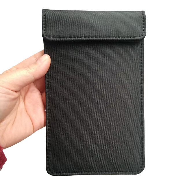 Radiation-Proof Faraday Phone Sleeve Plain Leather Mobile Phone Shielding Pouch Waterproof Bag Compatible with iPhone