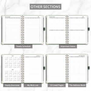 Customizable A5 14.5x21cm <strong>Notebook</strong> Weekly Monthly Journals 100GSM Paper Gold Metal Leather Customizable <strong>Diary</strong> <strong>Planner</strong> Leather - Product Image 3