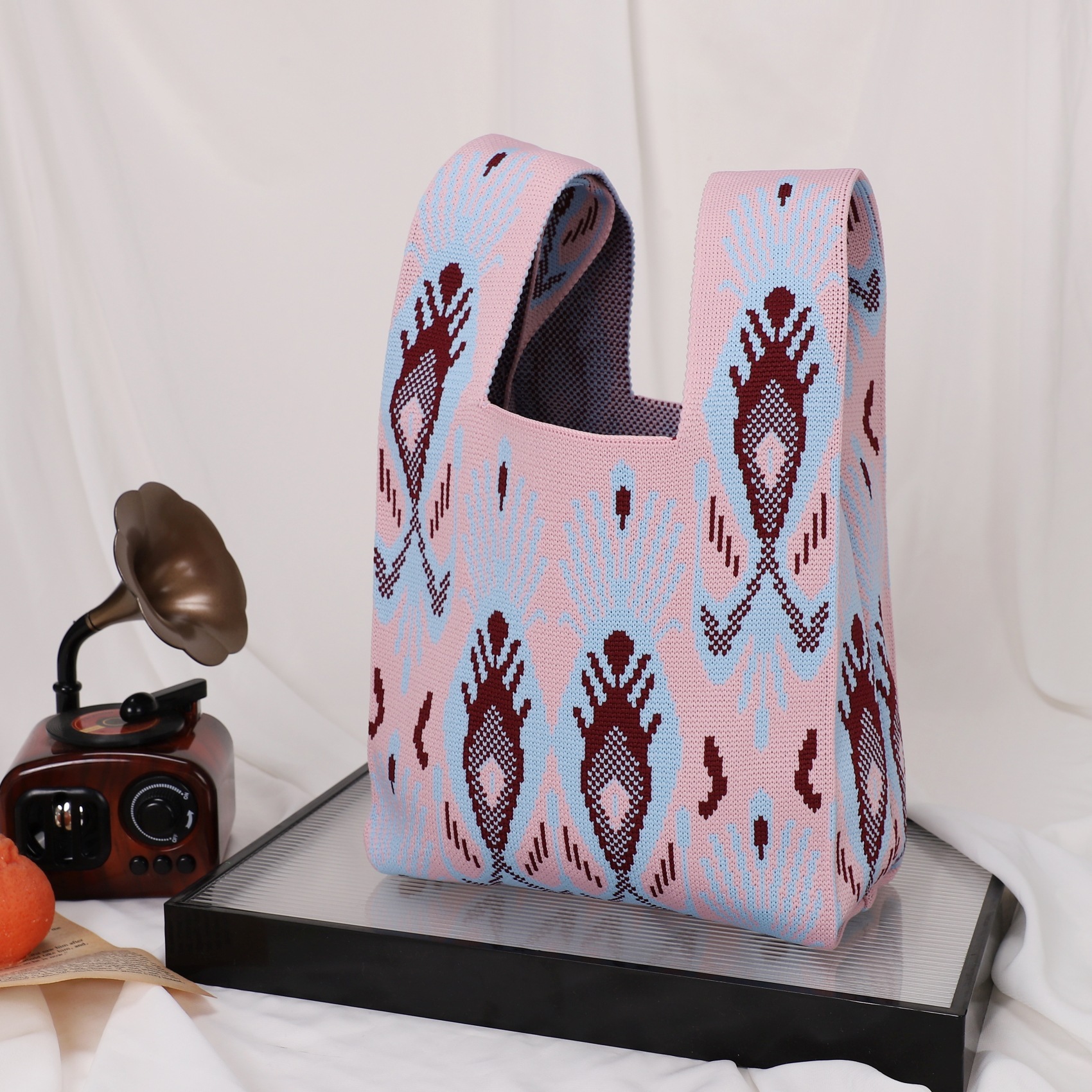 Petit sac base rose plume de paon