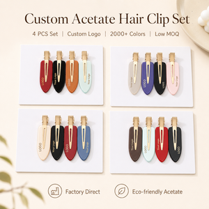 Ume Lot de 4 pinces <span class=keywords><strong>à</strong></span> cheveux personnalisées de luxe sans couture en acétate avec logo pour femme, accessoire de maquillage <span class=keywords><strong>à</strong></span> franges latérales - Product Image 1