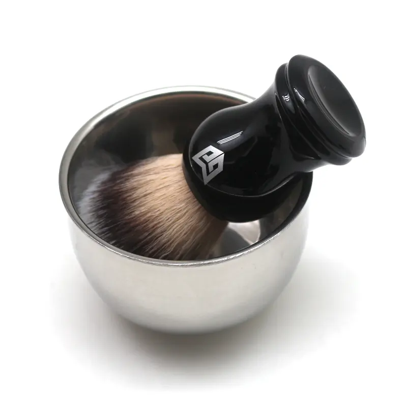 Men's Durable Shave Soap Cup Shining High Quality Double Layer Stainless Steel Heat Insulation Smooth Shaving Mug Bowl