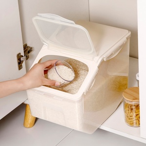 Kitchen <b>Large</b> Capacity Plastic Food Container with Sealing Lid <b>Roller</b> Flip Rice Storage Container Cereal Jars - Product Image 2